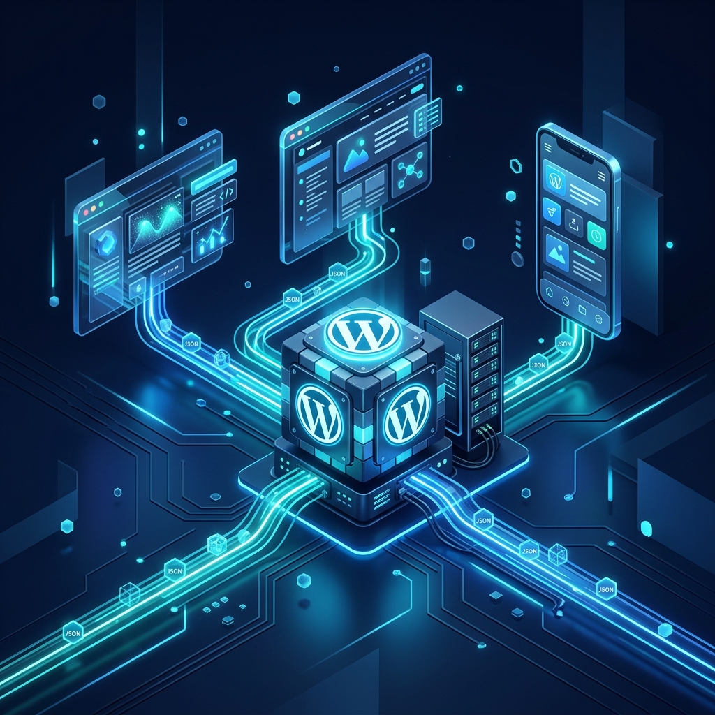 3D Headless WordPress isometric UI